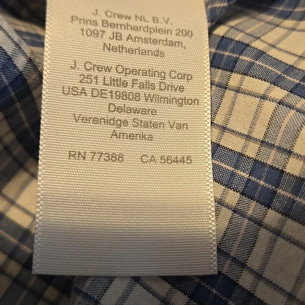 J. Crew Mens XL Blue Plaid Long Sleeve Button Down Cotton Shirt Casual Preppy